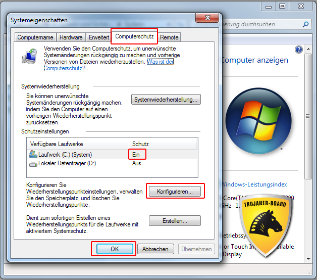 Systemwiederherstellung deaktivieren: Computerschutz